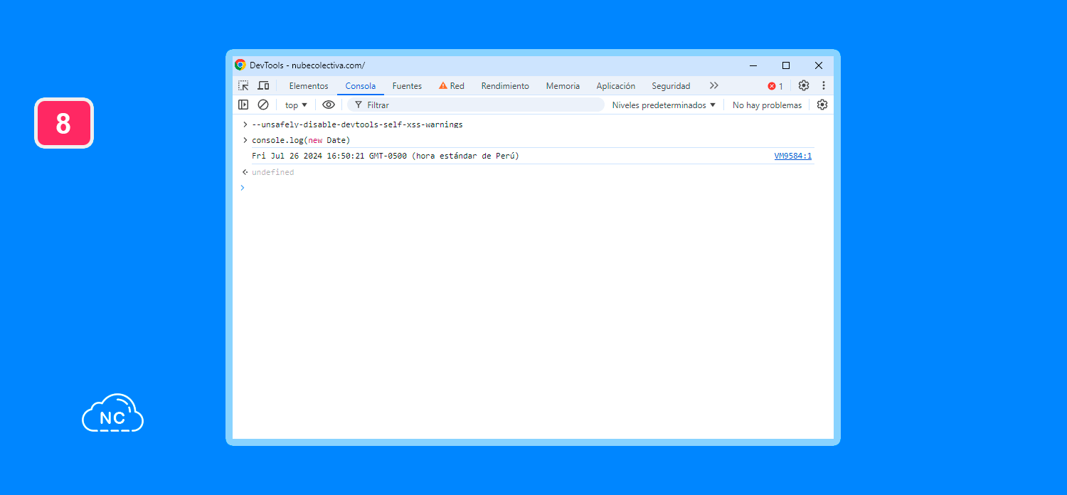 Para el usuario común (no desarrollador) debe estar habilitada esta advertencia Desactivar advertencias XSS en la Consola