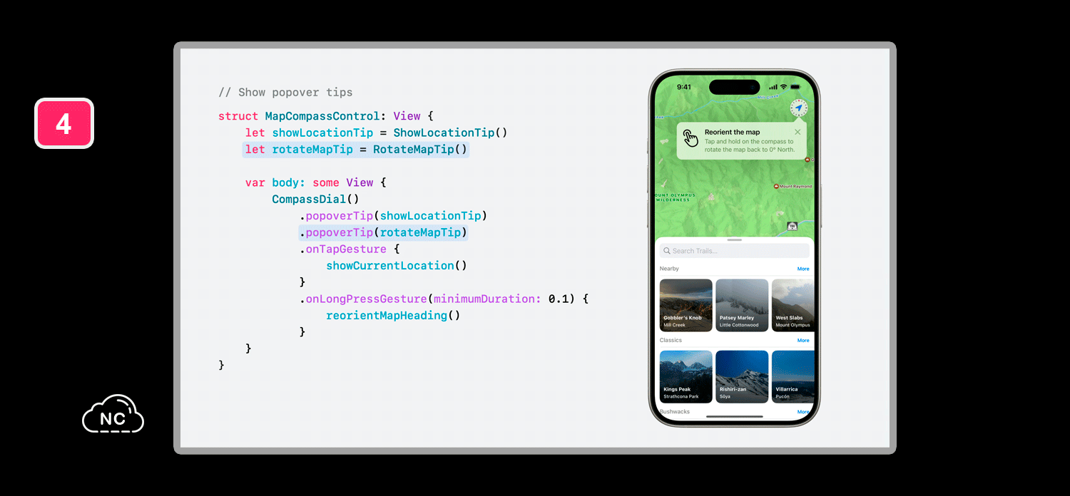 Puedes hacer uso del método TipGroup() para mostrar varios tips de golpe de manera organizada Mostrando un tip en Apple Maps