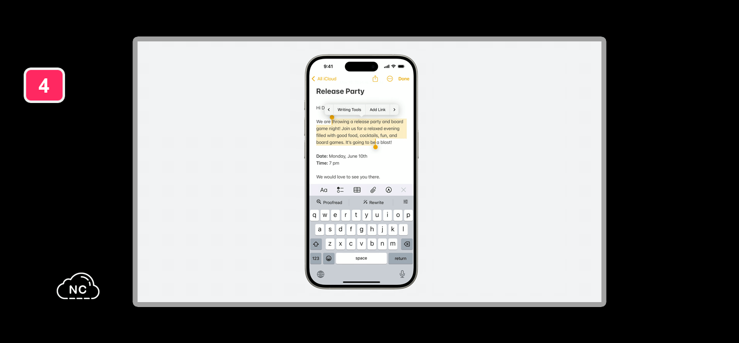 La forma de crear listas y tablas en base a un texto es increíble Opción Writing Tools en iPhone