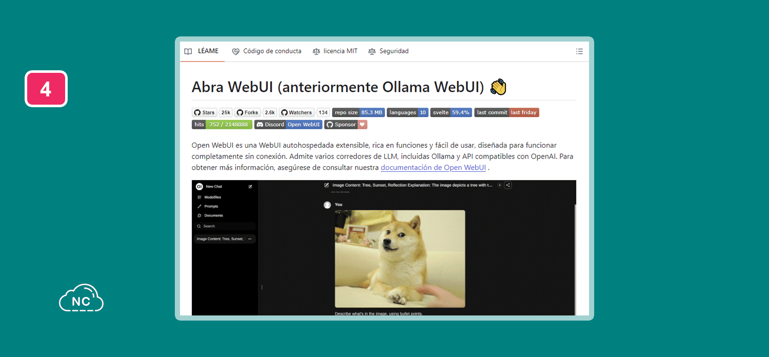 Recibe actualizaciones constantes de parte de sus contribuidores Repositorio de Open WebUI en GitHub
