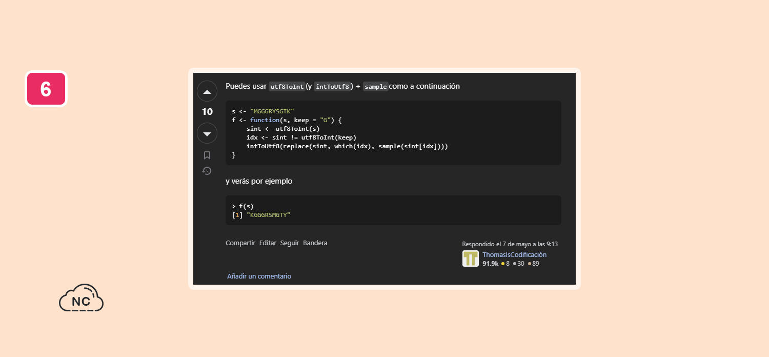 Y la función intToUtf8() permite convertir enteros a utf8 Respuesta del usuario ThomasIscoding a la consulta de la usuaria Emma Knowling en StackOverflow