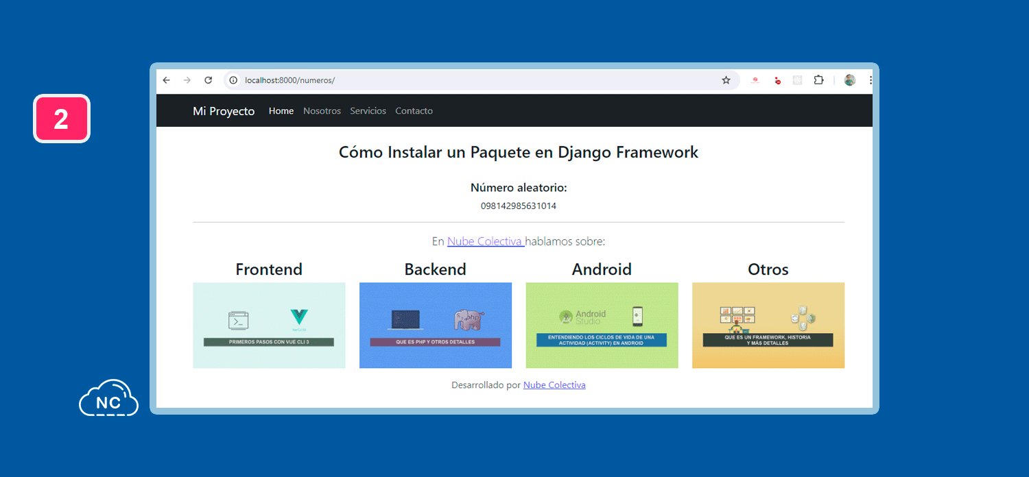 Puedes personalizar el paquete para que genere números aleatorios más cortos o más largos Paquete usado correctamente en el framework Django
