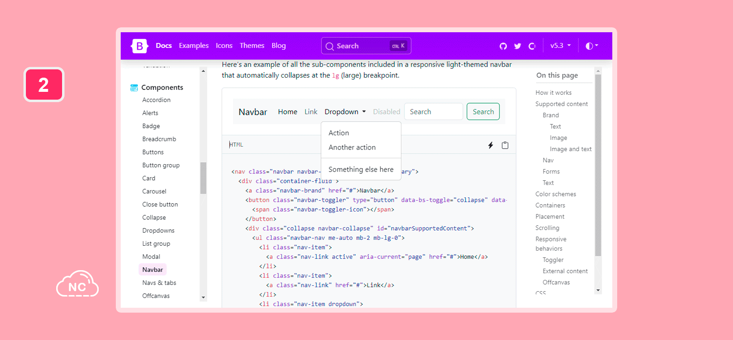 Bootstrap incluye características de JavaScript que lo hacen dinámico Clases CSS de Bootstrap para crear una barra de navegación