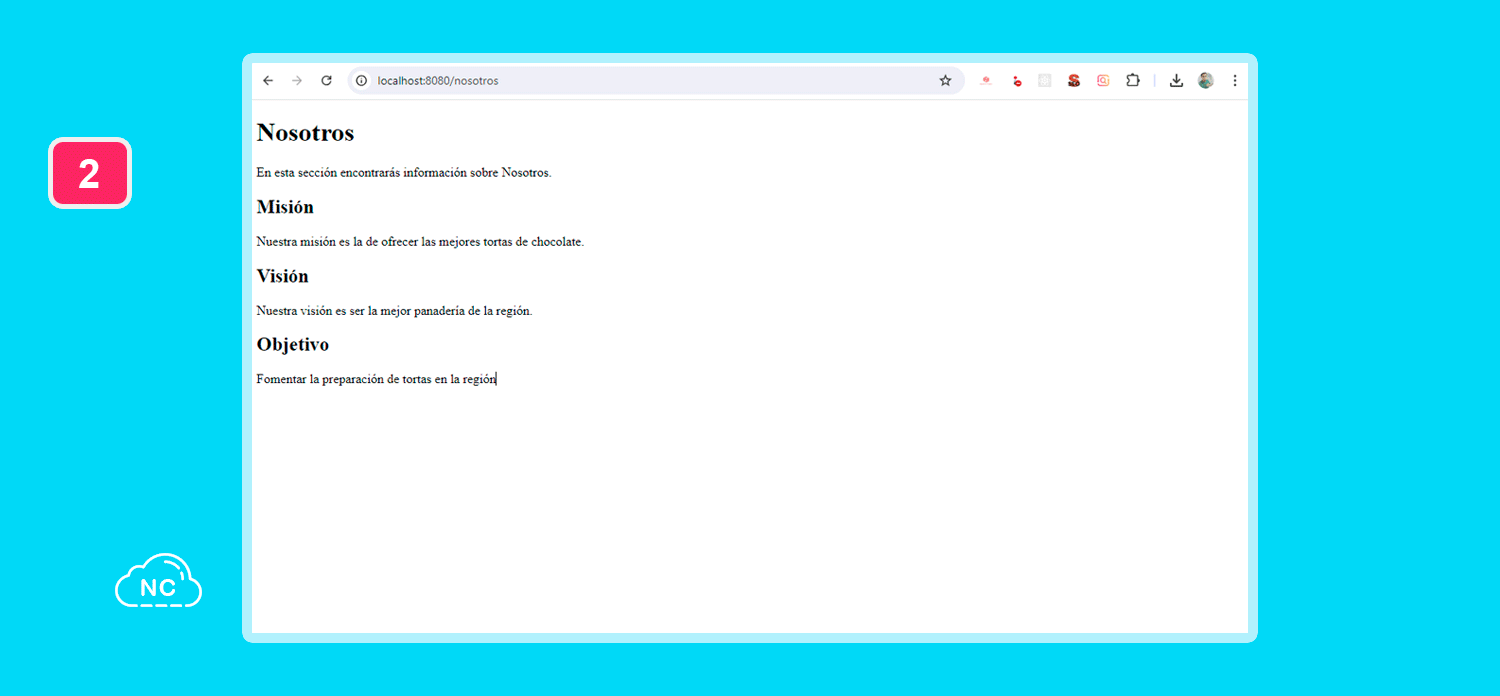 Asimismo puedes definir una estructura HTML personalizada en la página web Página HTML creada con Gin Framework