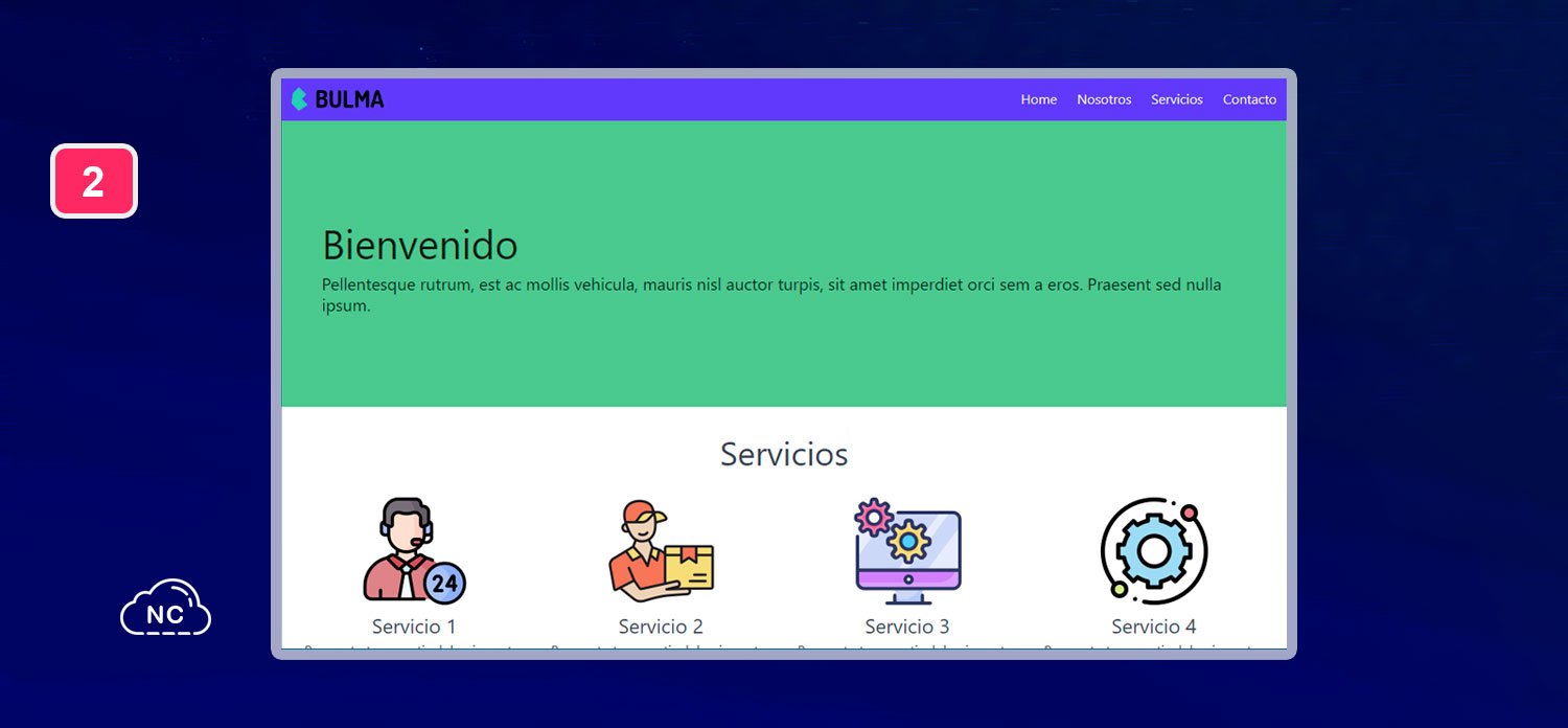 Si abres la web en un celular, esta se adaptará de forma automática Página web creada con el framework Bulma