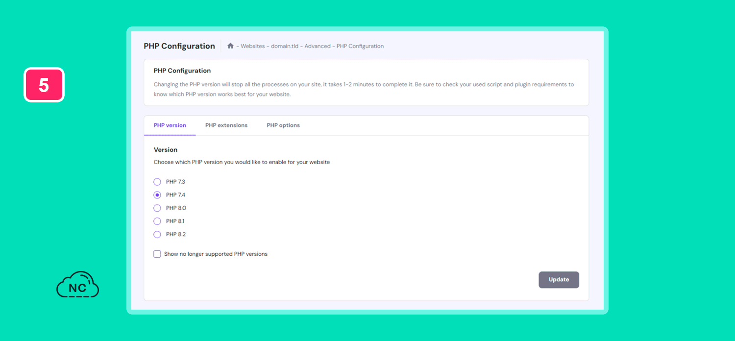 También puedes configurar las extensiones y otras opciones de PHP Cambiando la versión de PHP del VPS de Hostinger