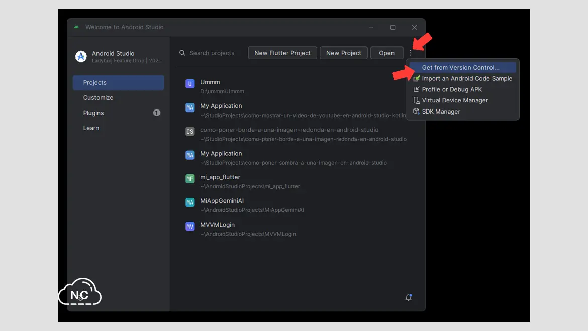Recuerda tener actualizado tu Android Studio Opción para clonar un repositorio de GitHub en Android Studio