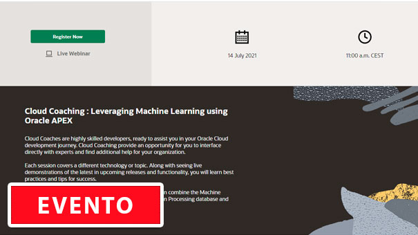 {{ Cloud Coaching : Leveraging Machine Learning using Oracle APEX (Oracle) }}