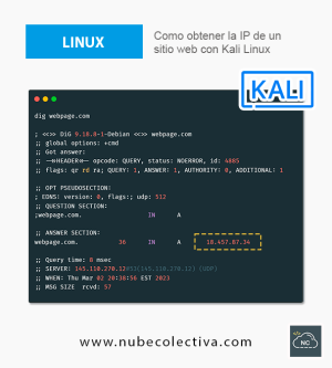 Como Obtener la IP de un Sitio Web con Kali Linux