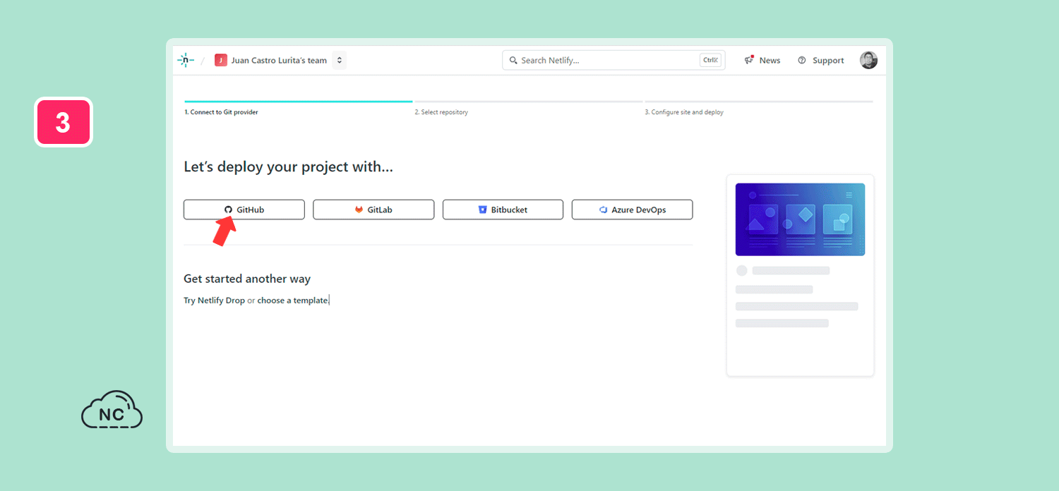 En el futuro Netlify puede agregar más plataformas Opciones de plataformas para crear un proyecto