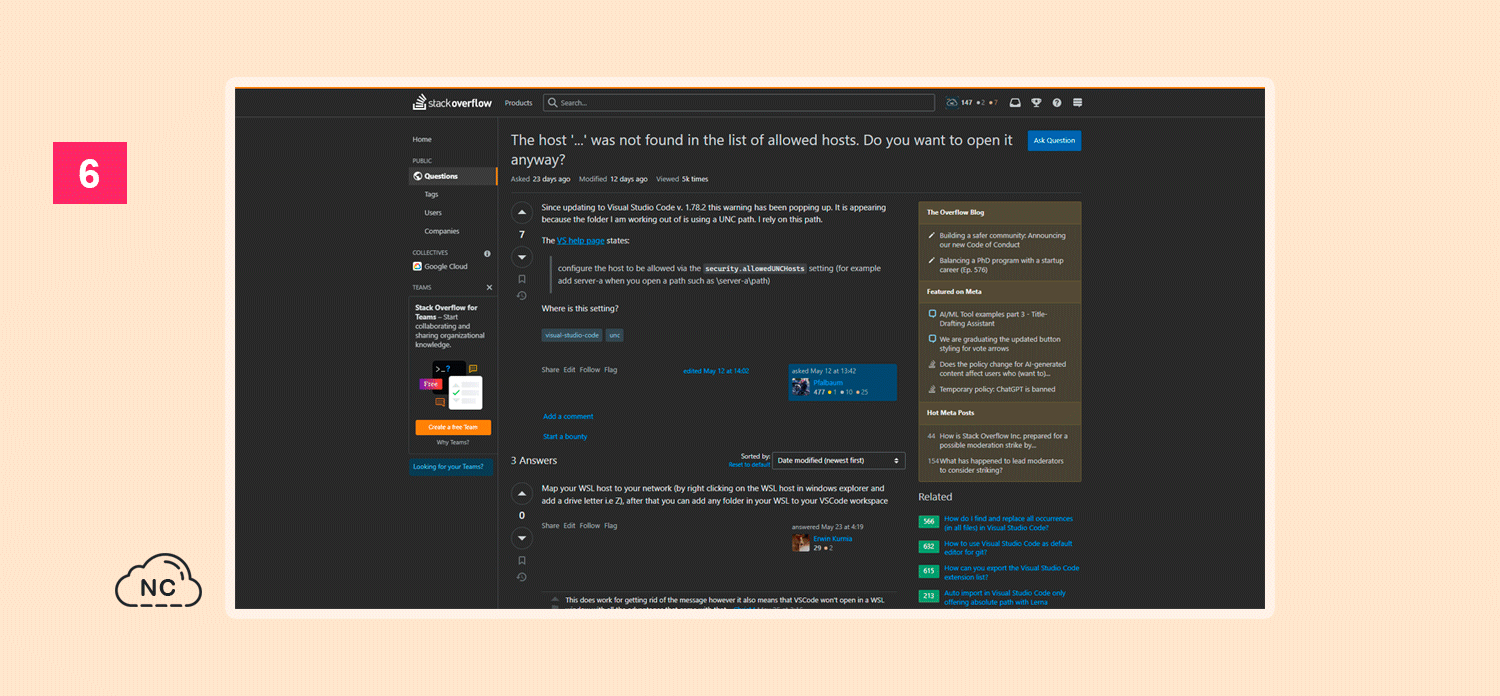 El usuario Pfalbaum busca ayuda en Stack Overflow con su problema con el editor de código Visual Studio Code Consulta en Stack Overflow del usuario Pfalbaum