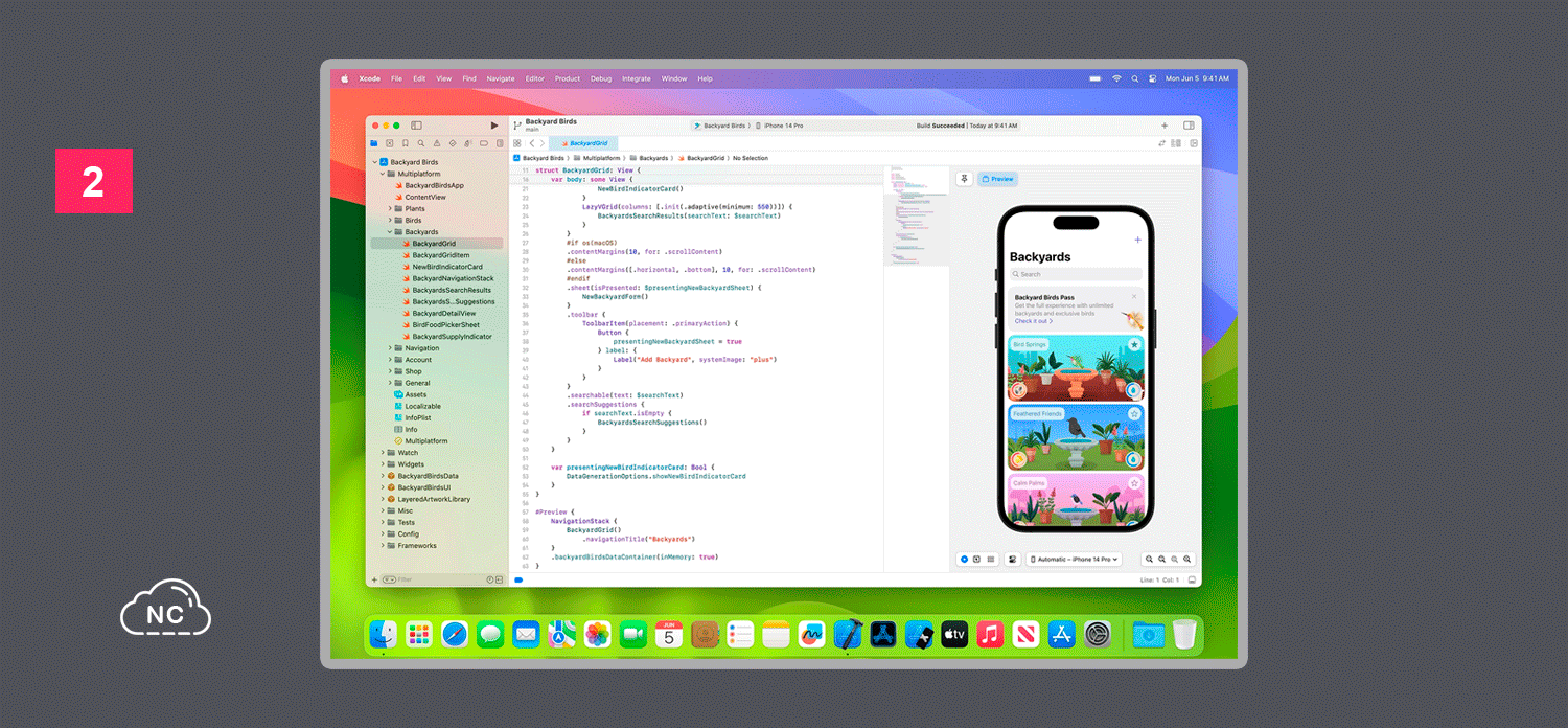 La mayoría de aplicaciones de Apple son creadas con Xcode Editor de código Xcode