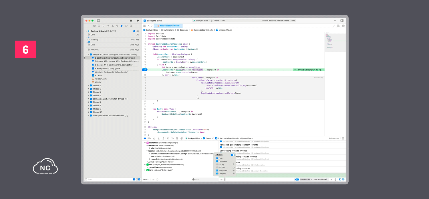 En Xcode 15 trae buenas mejoras en la depuración de código Depurador de Xcode 15