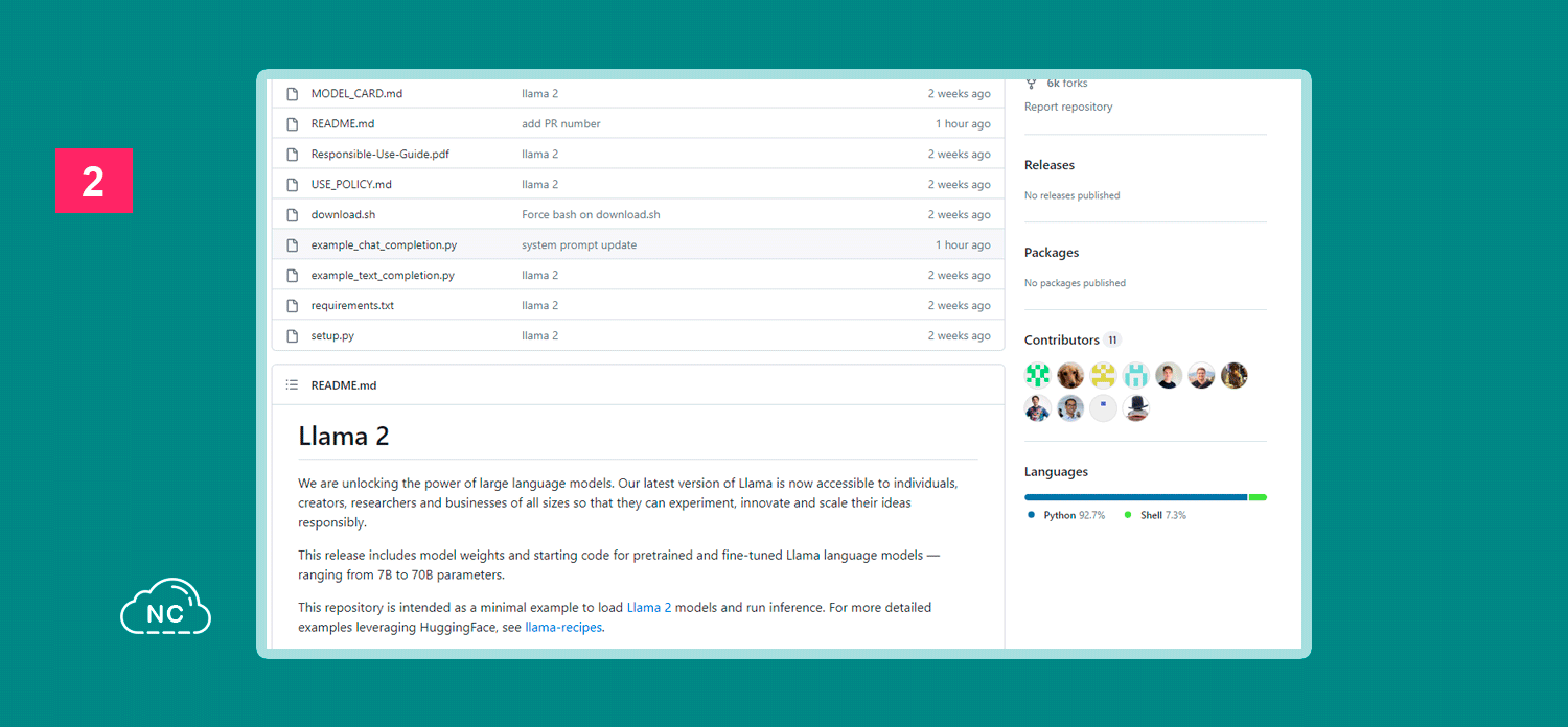 Meta es propietaria de varias aplicaciones como Instagram Repositorio de Llama en GitHub