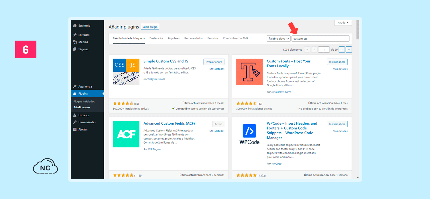 Encuentra el mejor plugin para modificar css en wordpress Ventana para añadir plugins en WordPress