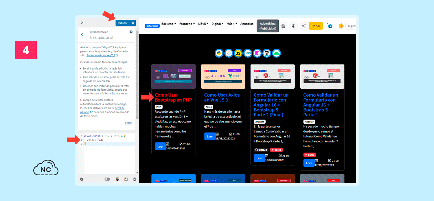 Personalizar css wordpress Ventana del editor de CSS adicional en WordPress