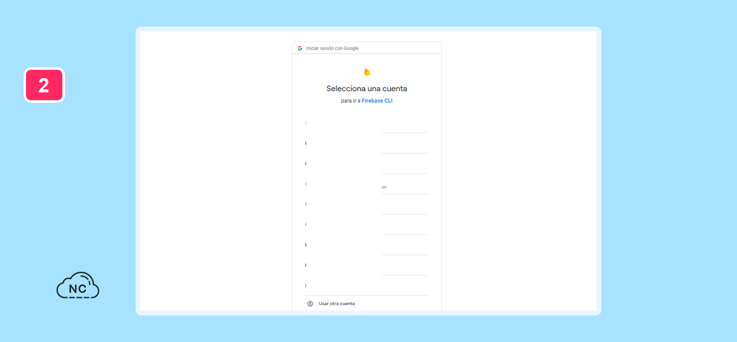 No olvides proteger tus cuentas de Gmail con una autenticación en 2 pasos Ventana para seleccionar la cuenta de Gmail asociada al proyecto de Firebase Hosting