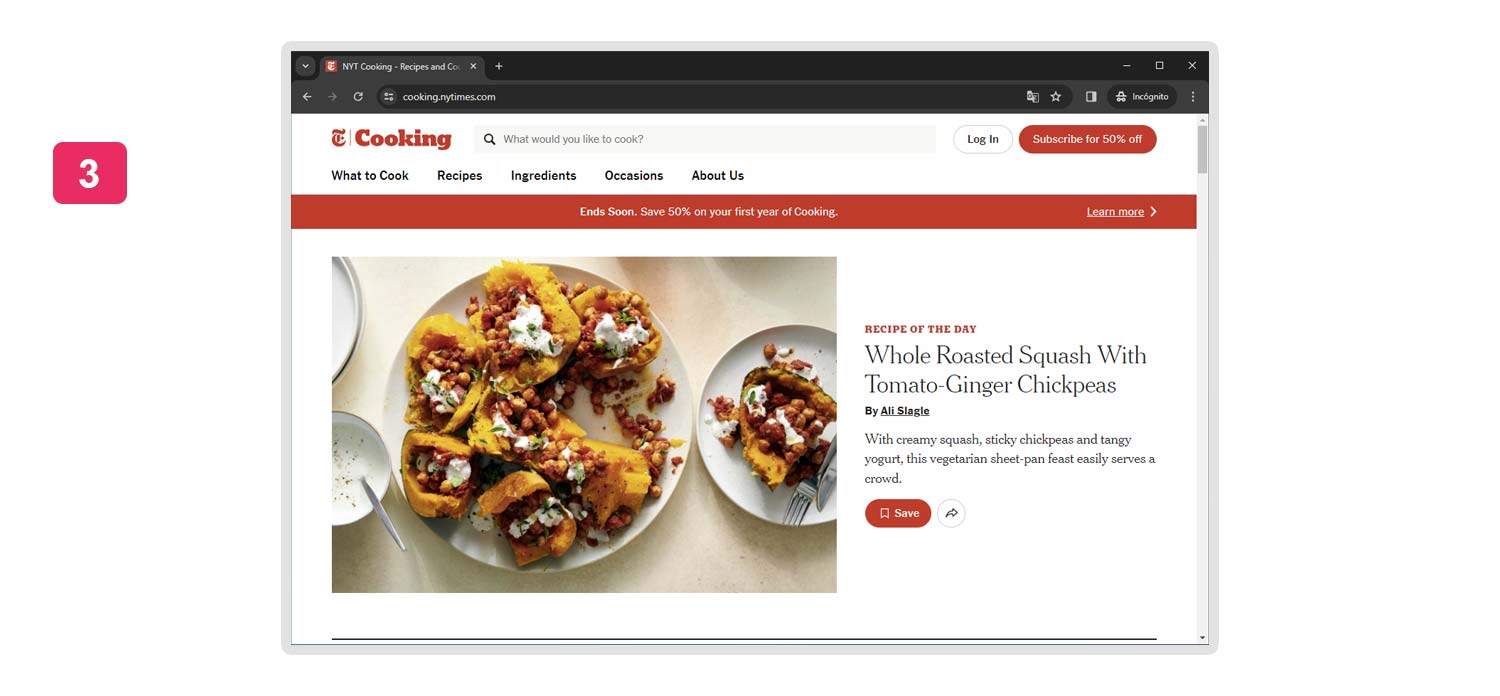 También lo hace con otras categorías que puedes encontrar en su página web Sección cocina de la web The New York Times usando un servidor Apache