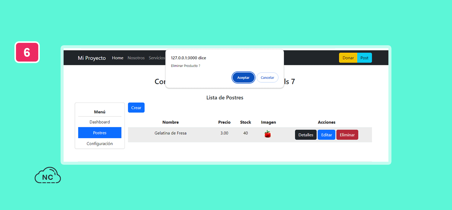 Si deseas puedes crear una vista para eliminar el registro, eso ya depende de la lógica de tu sistema Tarea Eliminar del sistema CRUD