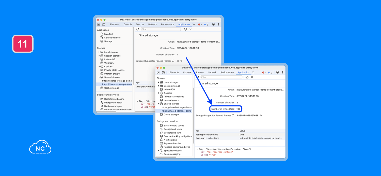 El almacenamiento compartido es una API que tienen los navegadores web o clientes Panel Storage mostrando los bytes utilizados por un origen