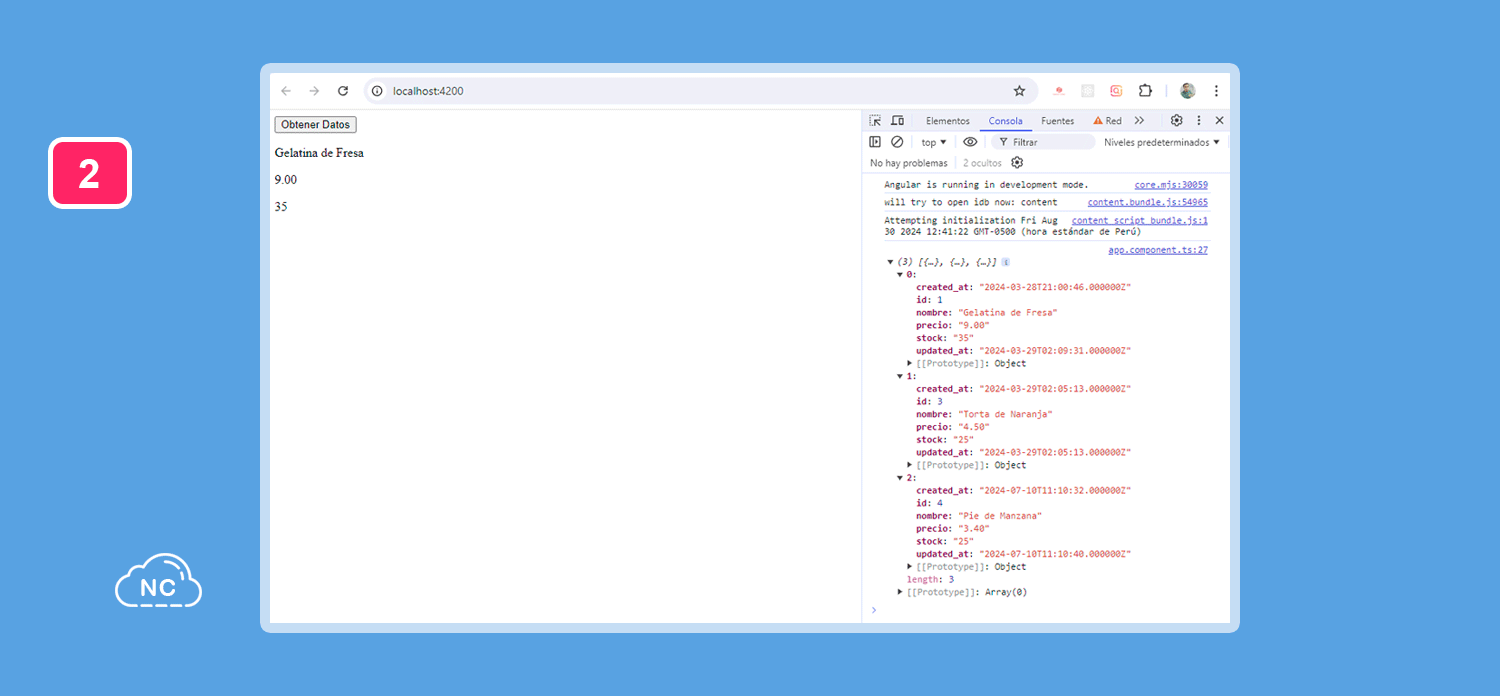 Recuerda que cada API tiene una estructura o formato de datos diferente Axios y Angular integrados correctamente