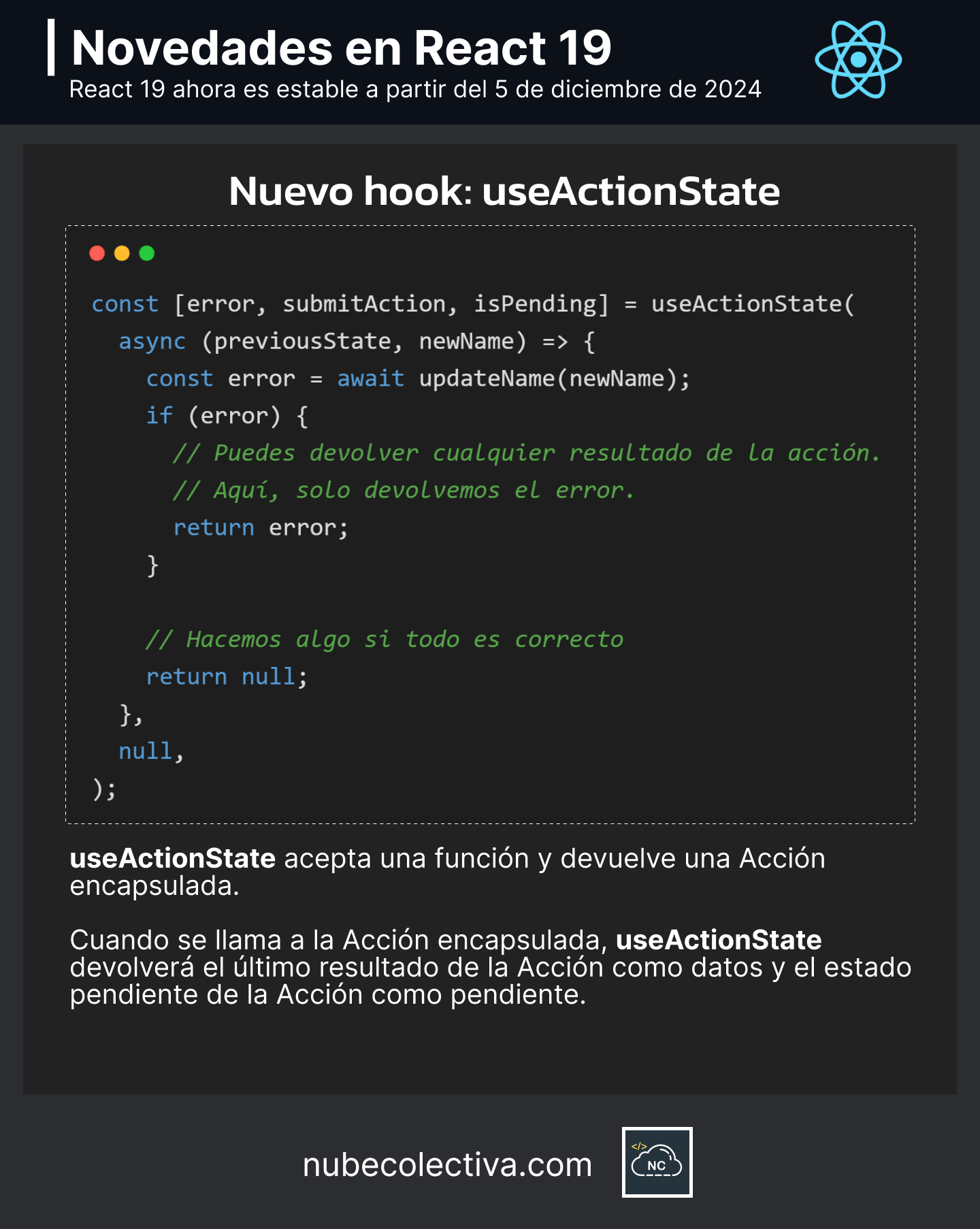 Nuevo Hook useActionState en React 19