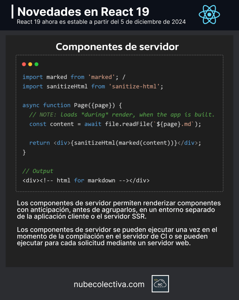 Componentes de Servidor en React 19