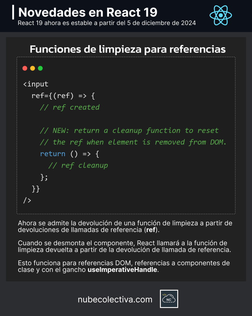 Funciones de Limpieza para ref en React 19