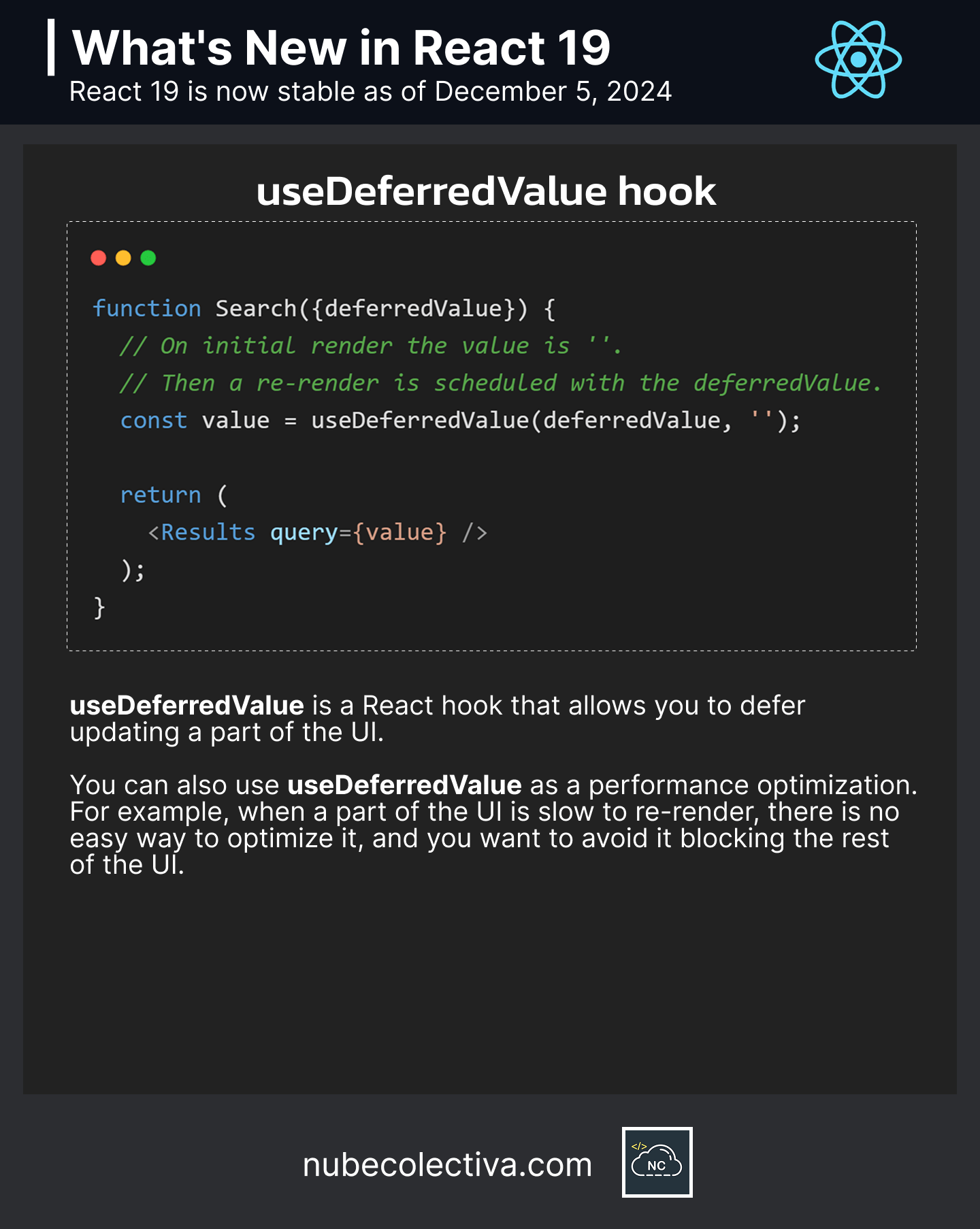 useDeferredValue hook in React 19