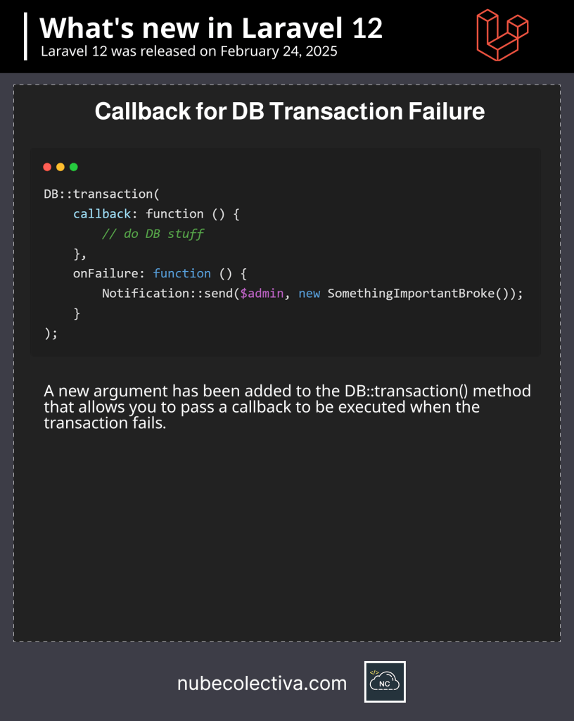 Database Error Callback in Laravel 12
