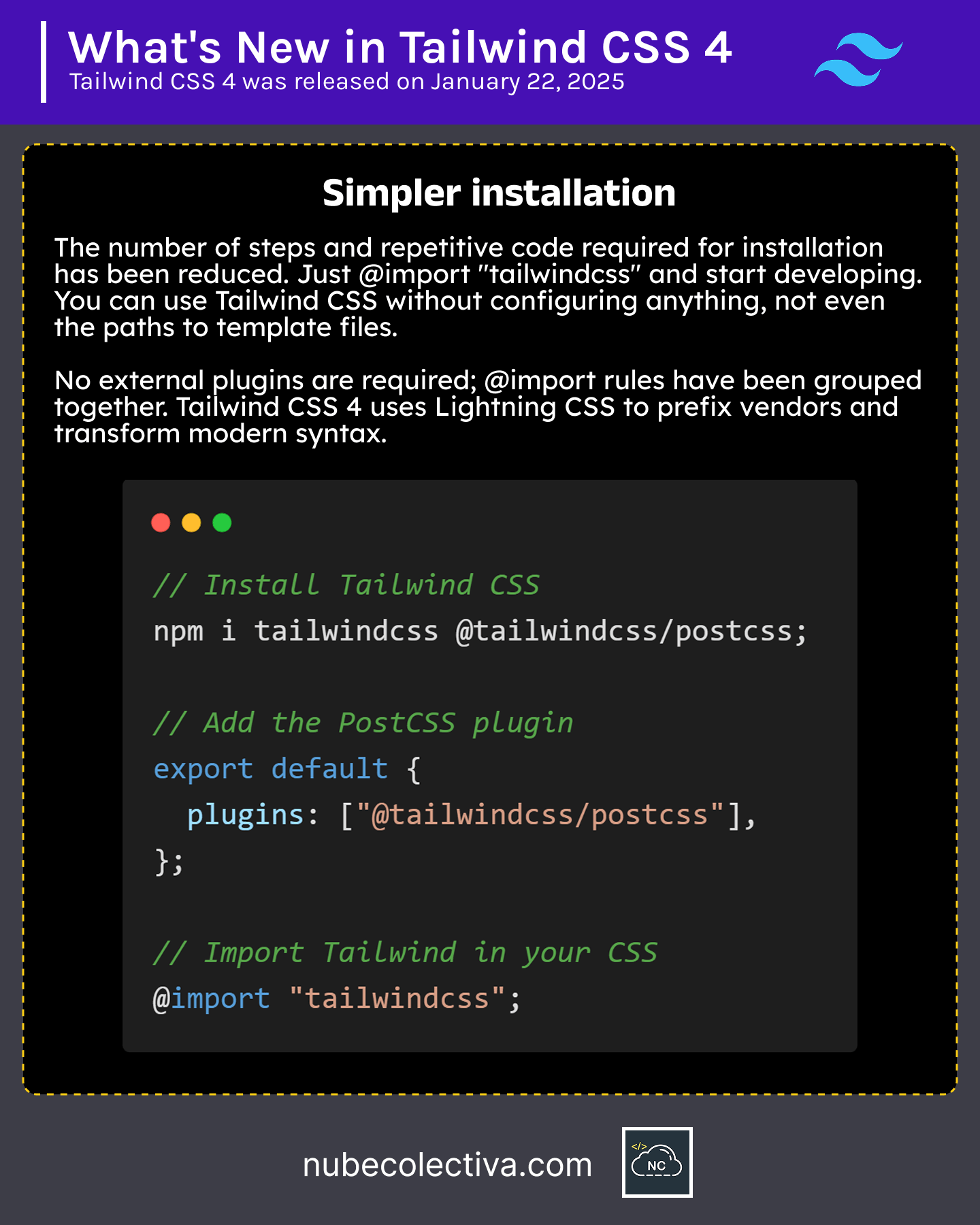 The Tailwind CSS team continues to optimize the installation process Simpler Installation in Tailwind CSS 4