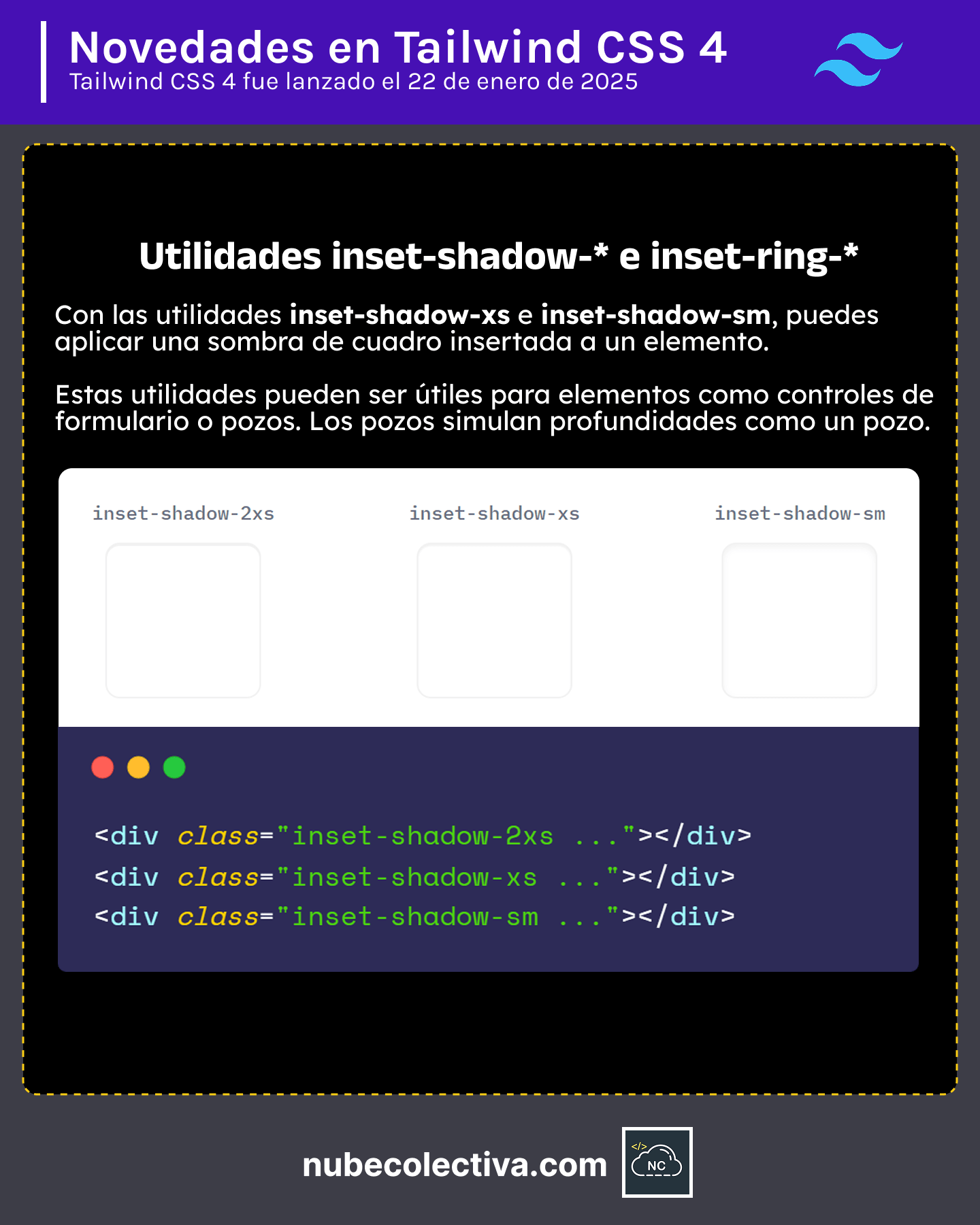 Utilidades inset-shadow-* e inset-ring-* en Tailwind CSS 4