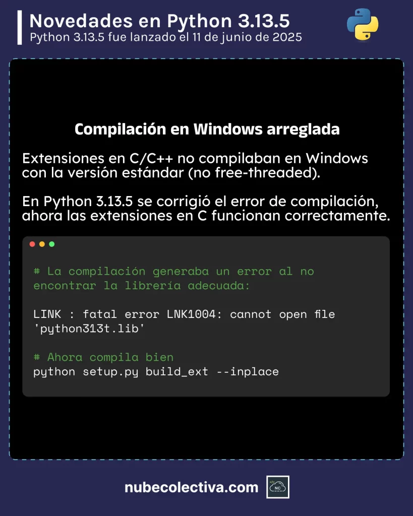 Compilación en Windows Corregida en Python 3.13.5