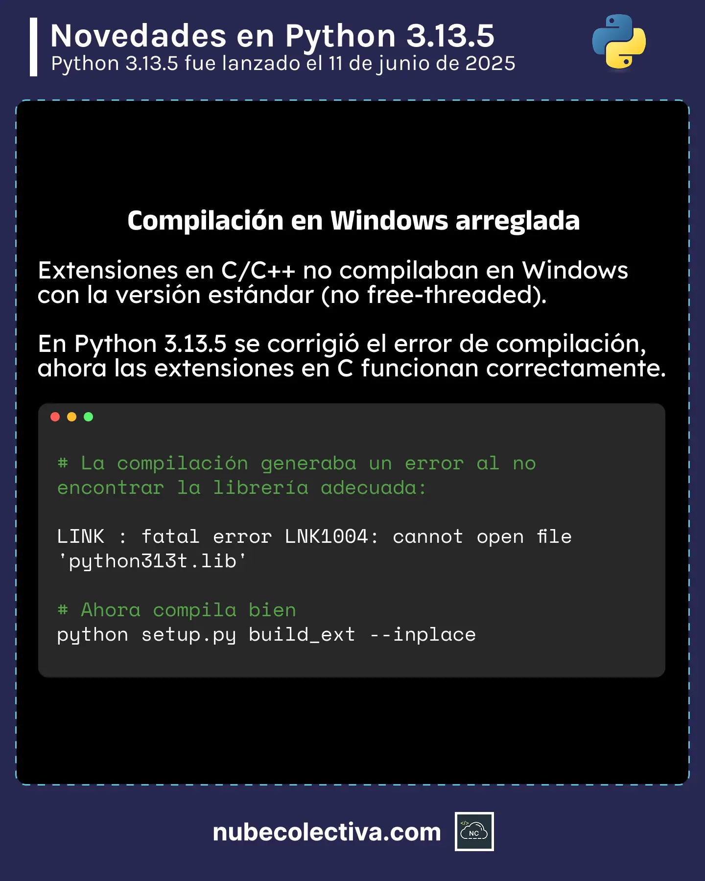 Compilación en Windows Corregida en Python 3.13.5