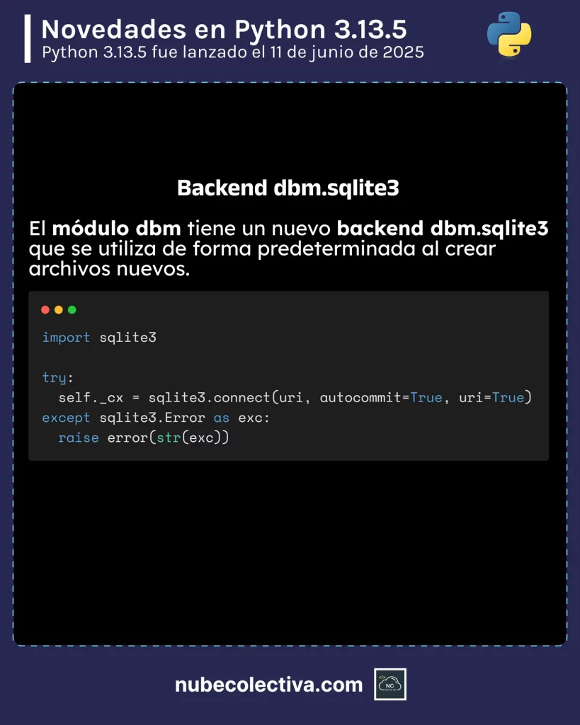 Backend dbm.sqlite3 en Python 3.13.5