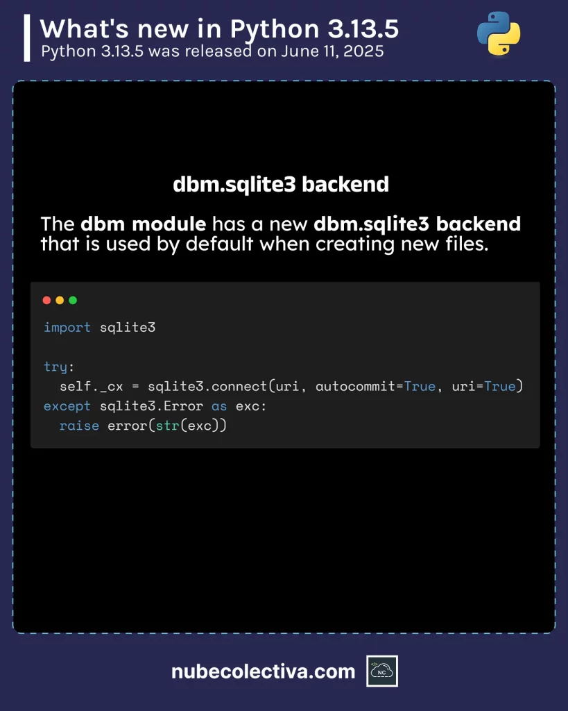 Backend dbm.sqlite3 in Python 3.13.5