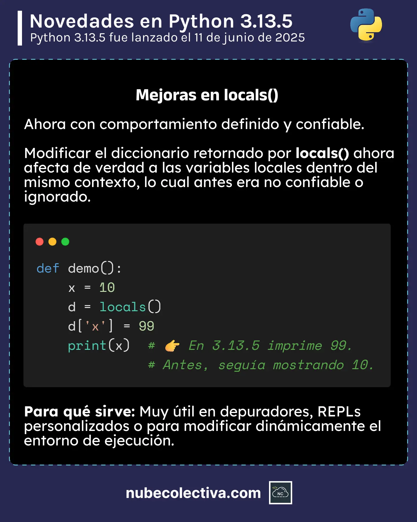 Mejoras en locals() en Python 3.13.5