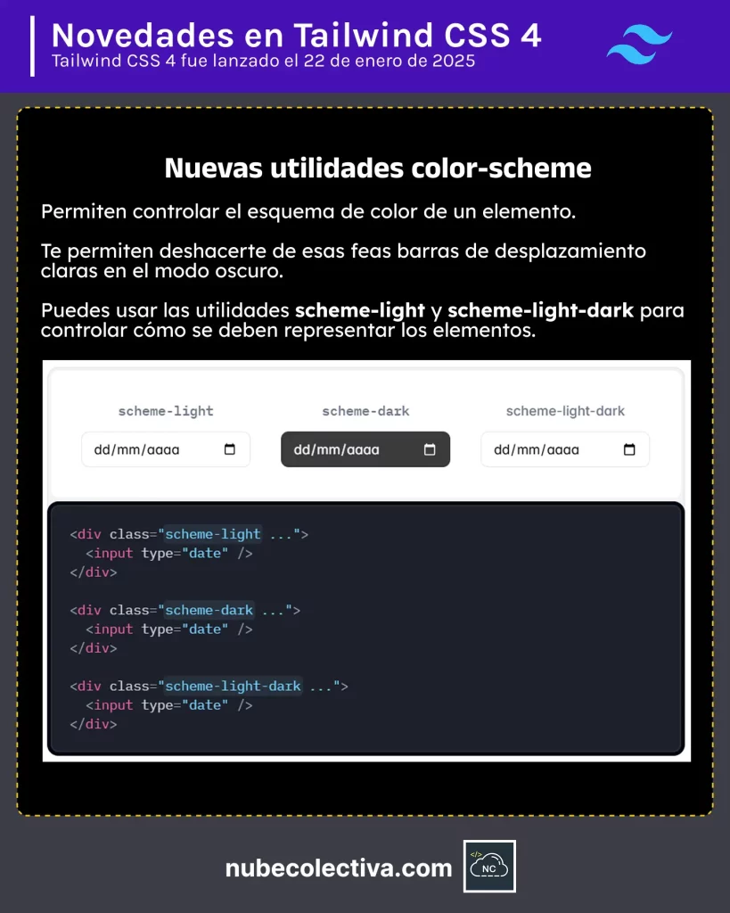 Utilidades color-scheme en Tailwind CSS 4