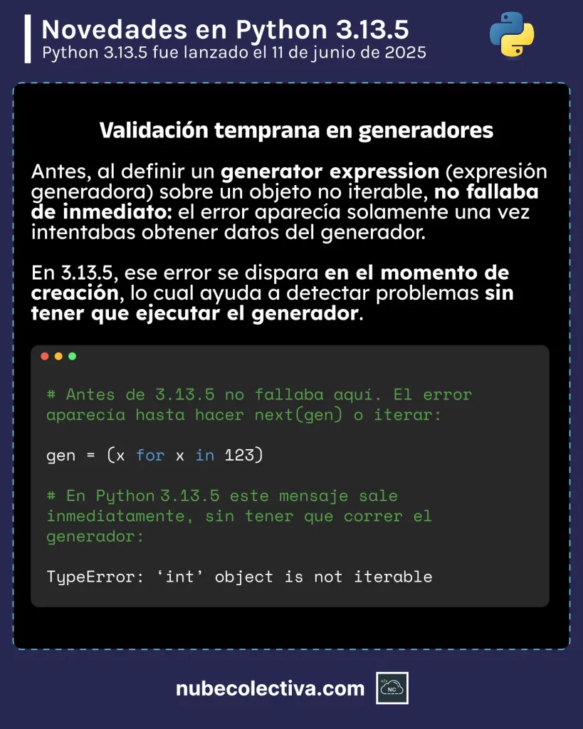 Validación Temprana en Generadores en Python 3.13.5