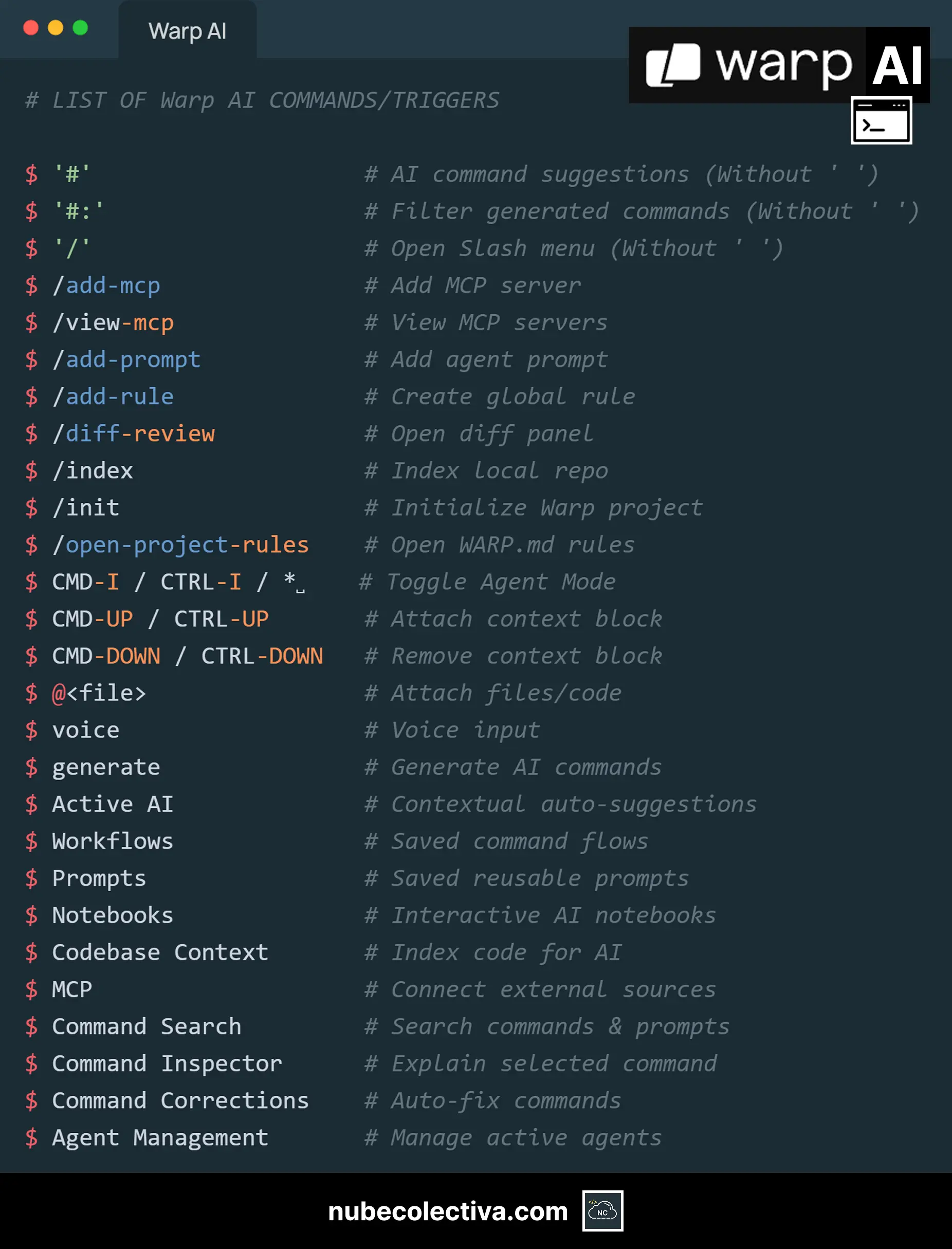 Warp AI Command List (Terminal)