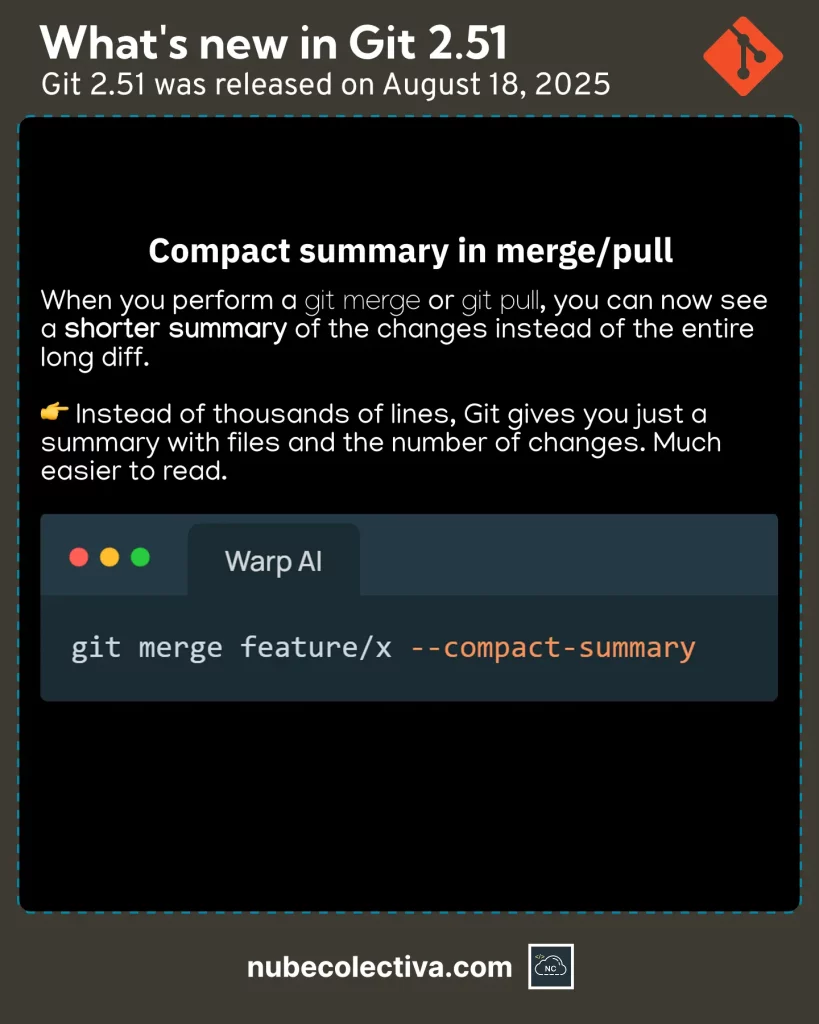 Compact Merge/Pull Summary in Git 2.51