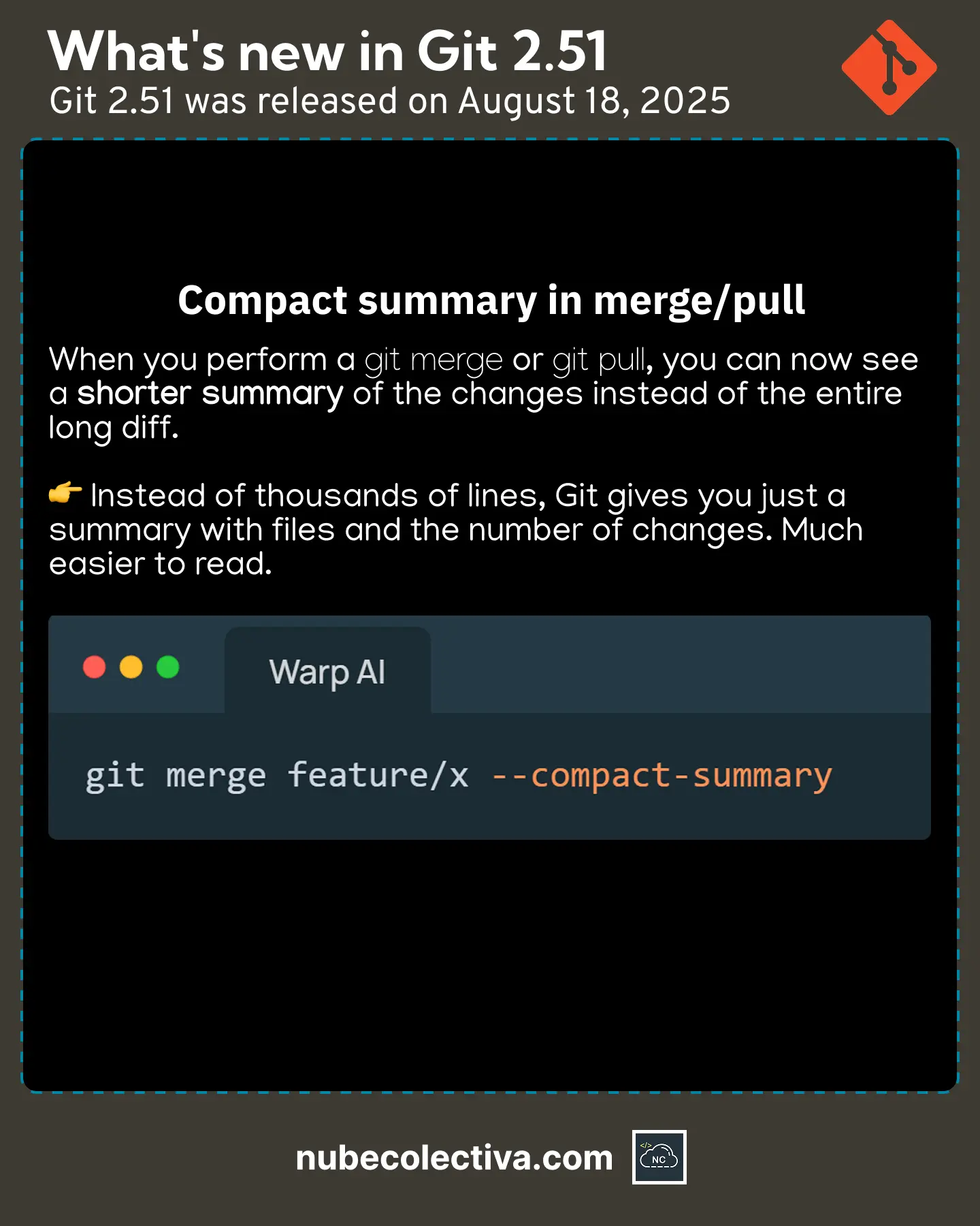 Compact Merge/Pull Summary in Git 2.51