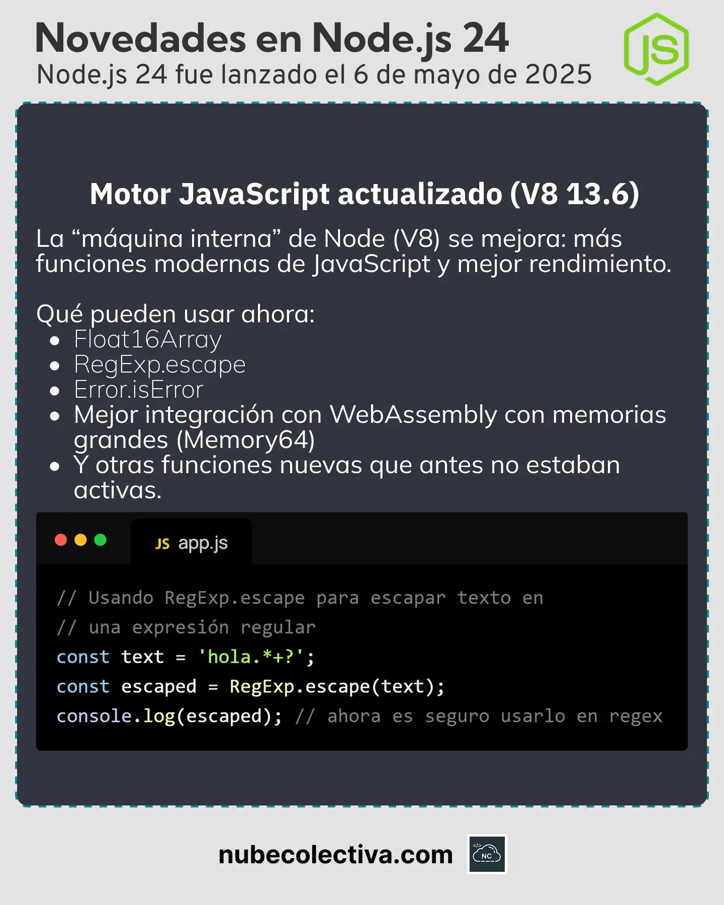 Motor JavaScript Actualizado en Node JS 24