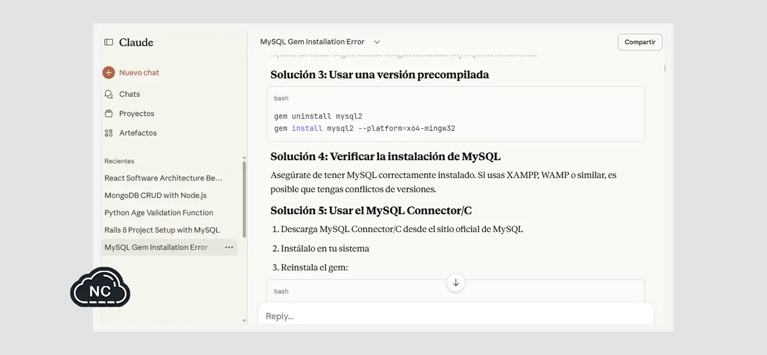 Estoy usando la versión web de Claude Usando Claude AI en una tarea de programación