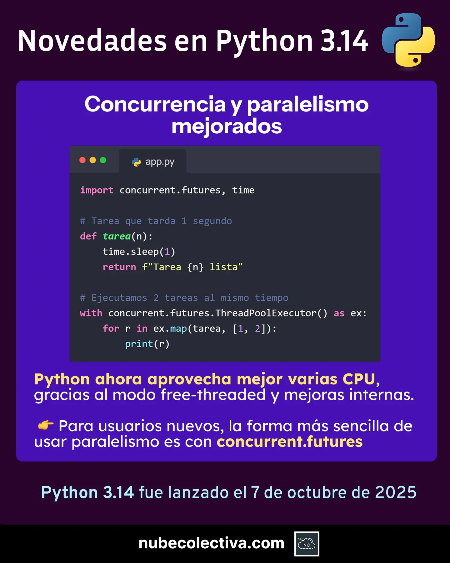Concurrencia y Paralelismo Mejorados en Python 3.14