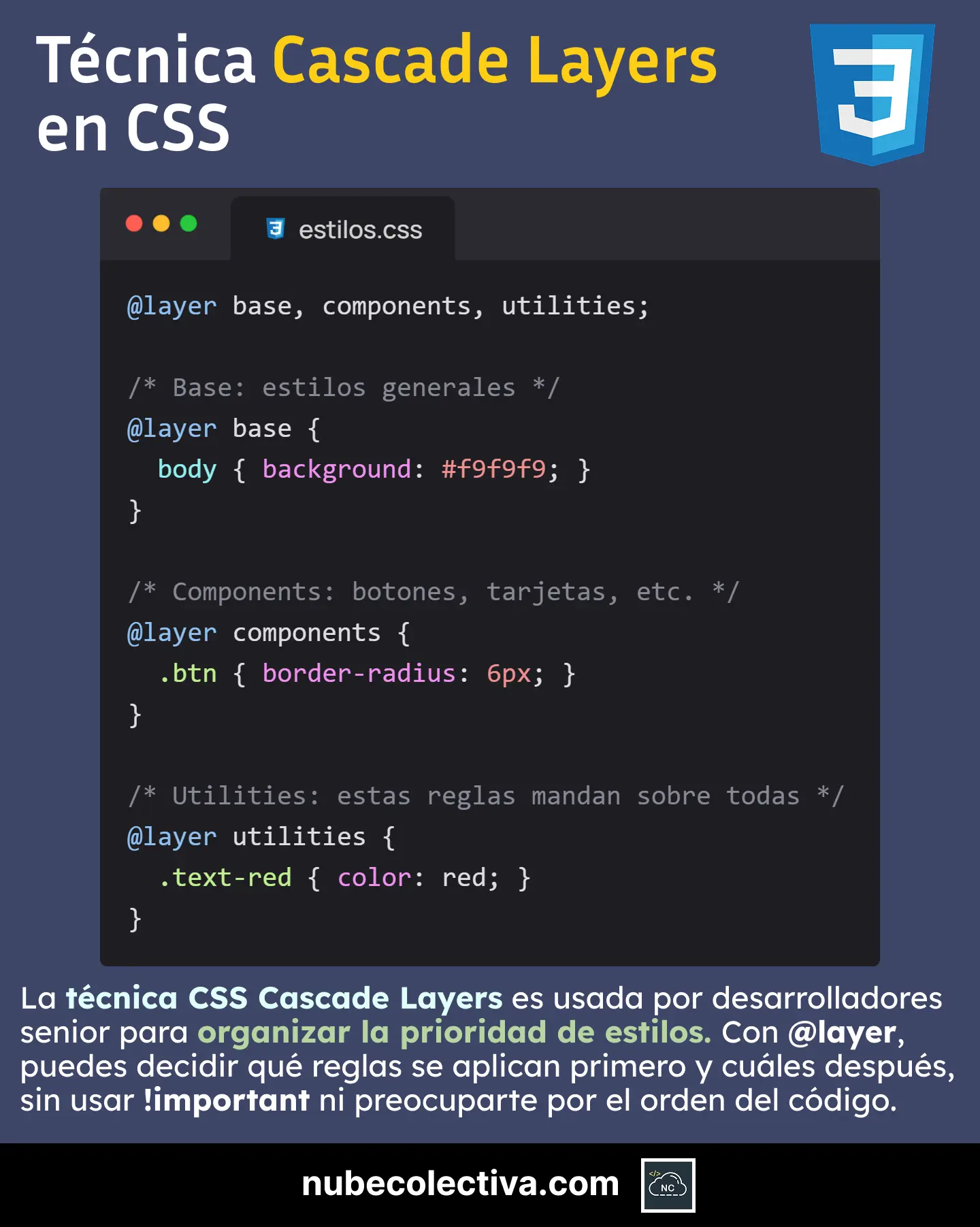 Técnica CSS Cascade Layers en CSS