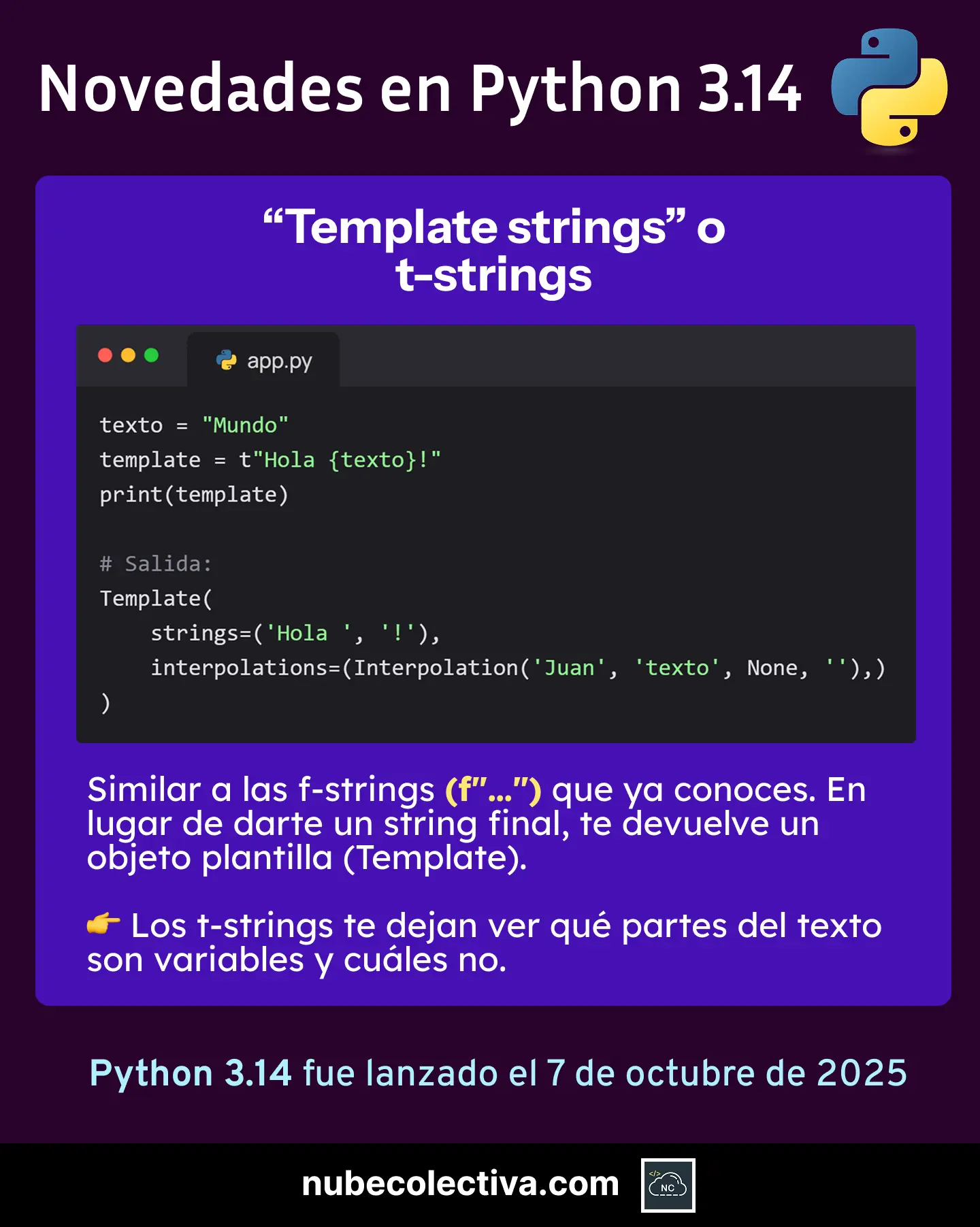 Template strings o t-strings en Python 3.14