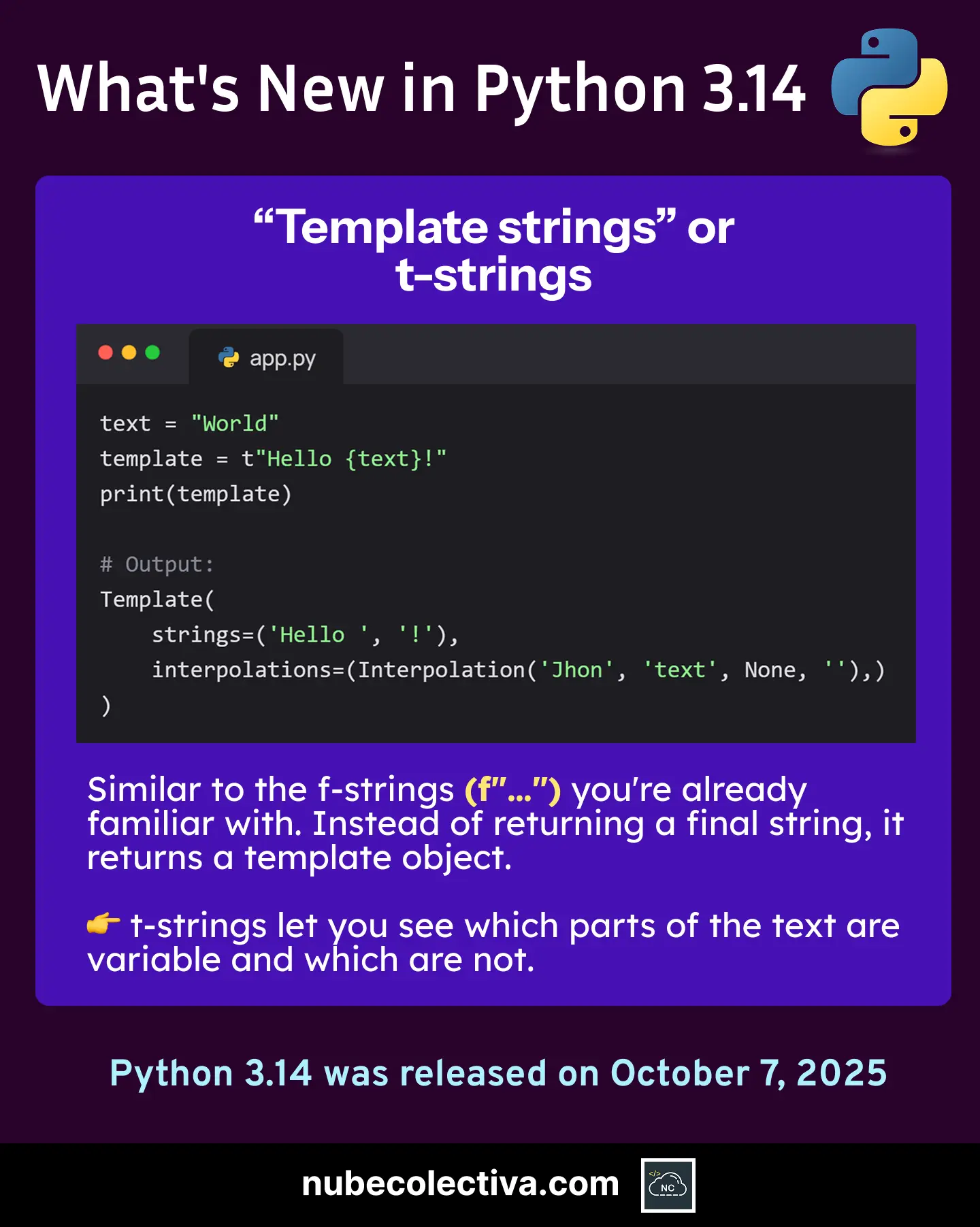 Template strings or t-strings en Python 3.14