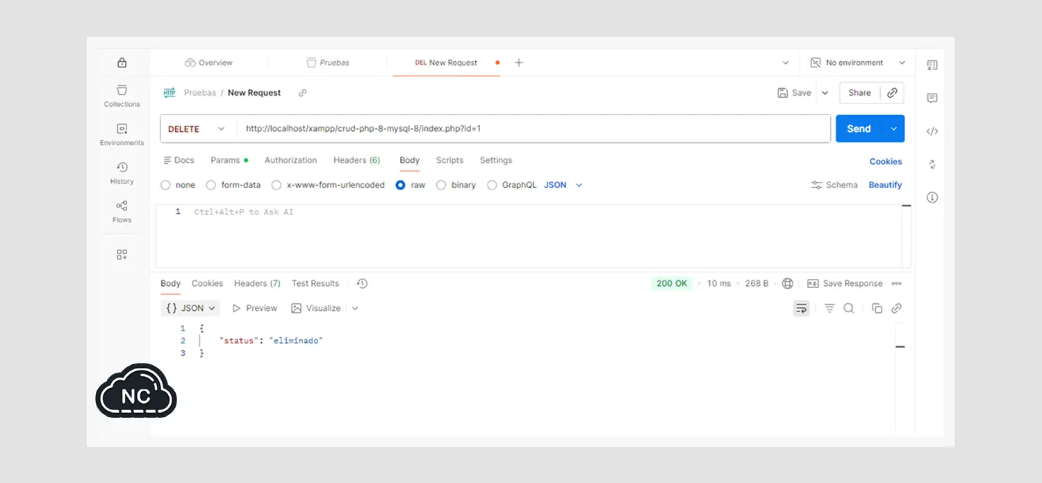 En un sistema CRUD visual puedes manejarlo con un botón Poducto eliminado correctamente con PHP 8 y MySQL 8