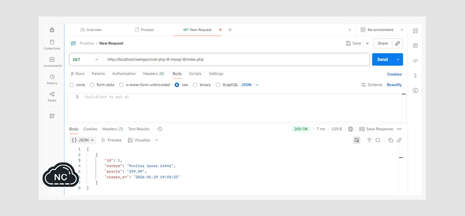 Una forma de evitar el consumo de recursos innecesarios es llamar los datos previamente cacheados mediante Redis Poductos listados correctamente con PHP 8 y MySQL 8